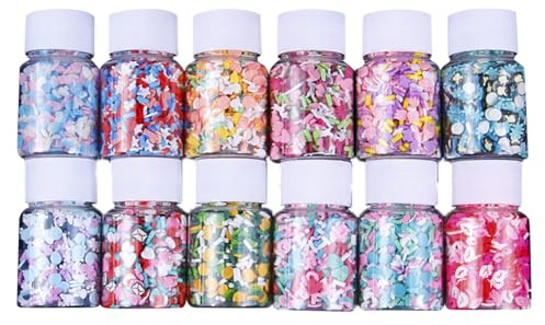 HugeDE 120g Polymer Clay Sprinkles Fake Candy Sprinkles Resin Nail Art Slices Craft Faux Sprinkles Tiny Clay Decoration with Bottles for DIY Phone Case