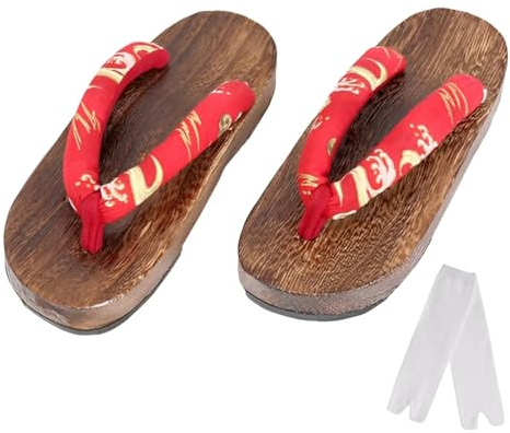 Cutey May Kids Japanese Traditional Shoes Wooden Sandals Geta Clog nezuko Cosplay Boys Girls Costume Red