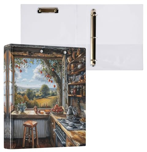 Old Kitchen Ringbuch mit 3 Ringen, 3,8 cm, vielseitige Ordner für 200 Blatt, dekorativer niedlicher Ordner für Schulbedarf, 1 Packung