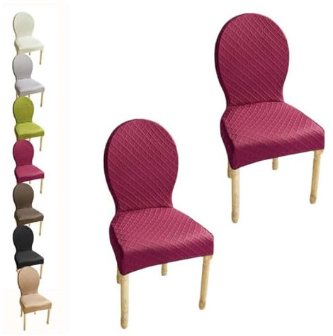 HHONGWYT Stretch Stuhlhussen 4er/6er Set Oben Rund Lehne Stuhlbezug L Lehne Hoch60cm/S Lehne Hoch51CM Stuhlüberzug Stuhlschonbezug Nicht Universell Runder Rückenlehne Stuhlbezüge,D 2pcs,1Small
