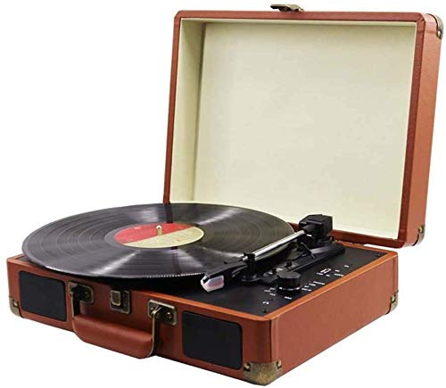 Lettore vinili Vintage, fonografo a tre velocità Altoparlanti Bluetooth USB Giradischi in vinile Grammofono 35 * 25,5 * 13 cm