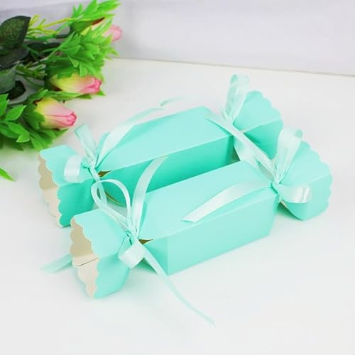 10 Stück Pralinenschachtel for Weihnachten mit Bändern DIY Süßigkeiten Schokolade Kekse Dekoration Party Geschenk Weihnachten Hochzeit Papier Verpackungsboxen(Blue)