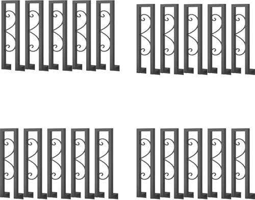 AviiSo Deck Balusters Pack of 10, Side Mount Black Wrought Iron Banister for Stair/Deck/Porch, Interior Stairway Handrail Picket, 55-105cm Tall(20 Pieces,100cm/39.3 in)