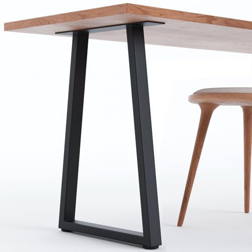 Homtone 2er-Set Schwerlast Metall Tischbeine, H71xW45cm-Trapezoid | Industrielle Stahl Bankbeine Tischfüße für DIY Couchtisch, Sitzbank, Esstisch, Schreibtisch, Schwarz