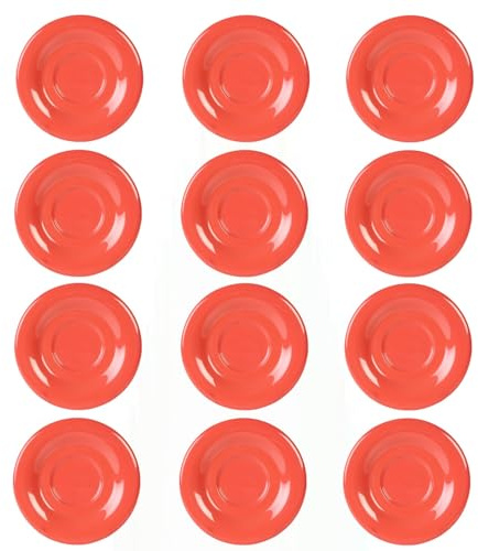 TrueCraftware- 5-1/2” Saucer Melamine Orange Color Set of 12 for Bouillon Cup/Mug Cup - Dishwasher Safe Break-Resistant Appetizer Dessert Plates Coffee Cup Saucers Drinkware Home Cafe Restaurants