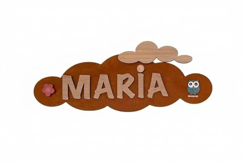 SALAIAS Placa o Cartel Personalizada con Nombre. Regalos de Madera Personalizados. Letrero de Madera Adhesivo para Habitación Niño Niña o Bebé.