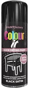 GSV Essentials 250 ML Black Satin Spray Paint, Quick Drying Satin Spray, All Purpose Black Aerosol Paint Ideal for Vehicles, Furniture, Metal, Wood, DIY Applications (1 PCS)