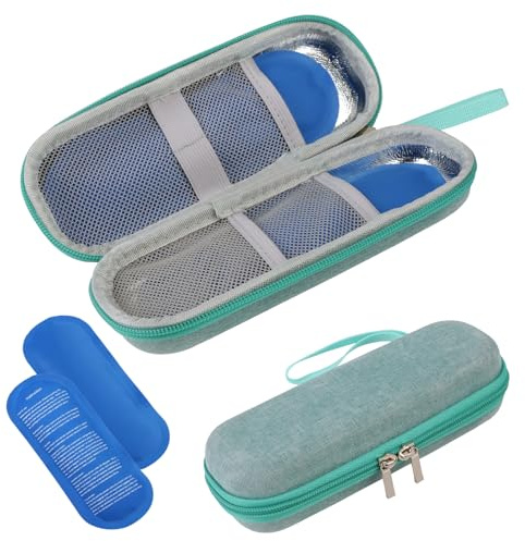 Borsa Termica per Insulina Porta Insulina Termico da Viaggio Custodia per Penne Insulina con 2 Impacchi di Ghiaccio Frigorifero Portatile per Diabetici per Diabete Siringhe, L'insulina e Farmaci Verde