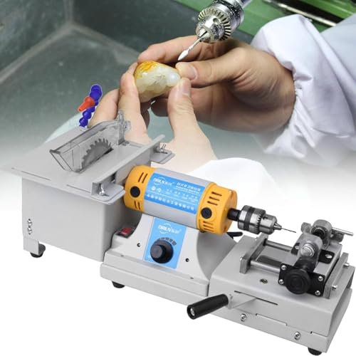 LSHFYV Lucidatrice per Gioielli in Pietra, tornio da banco Multifunzionale, smerigliatrice elettrica, lucidatrice, Trapano, Utensili da banco per Gioielli, Sega per Pietre preziose,Machine