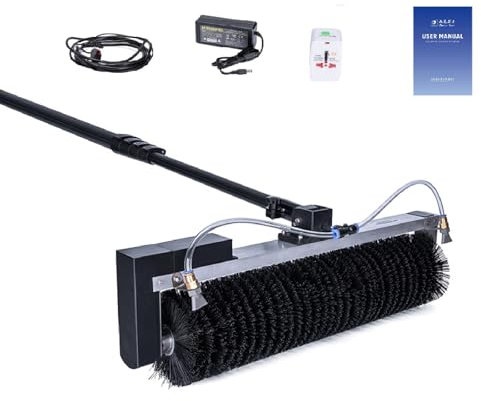 Pv reinigungsbürste Teleskop Set 3.5m, Pv Anlage Reinigung mit 360° rotierenden Bürstenkopf und 60cm BüRstenkopf , Nass und Trockenanwendung, Photovoltaik Reiniger,Winkel und Höhe einstellbar(3.5M)
