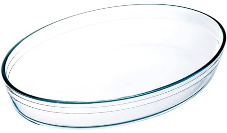 Tradineur - Fuente ovalada para horno - Fabricado en Vidrio - Apto para horno, microondas, congelador y lavavajillas - 3 Litros - 35 x 24 x 6,5 cm