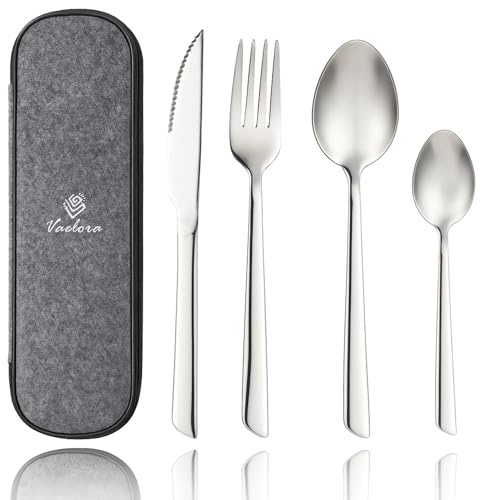 Cutlery Set - 4 Piece Stainless Steel Cutlery Set for 1 Person, Tableware Silverware with Spoon Knife and Fork Sets, Ideal for Home, Party, Restaurant, Mirror-Polished & Dishwasher-Safe
