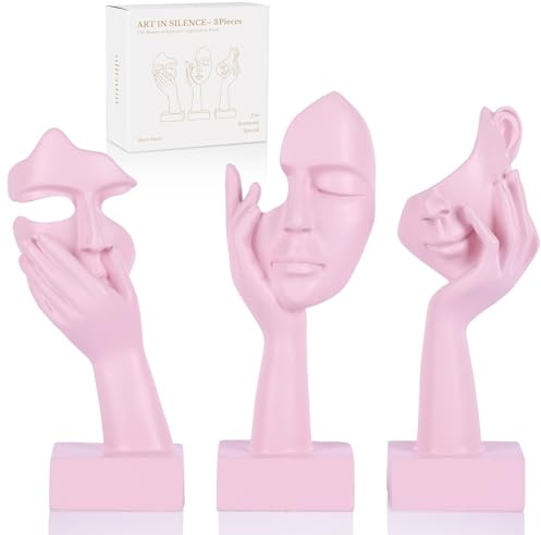 oliruim Thinker staty-set – abstrakta konstfigurer för heminredning kvinnor ansikte för lägenhet bokhylla flytande hylla soffbord kontor skrivbord badrum bänk 3-pack