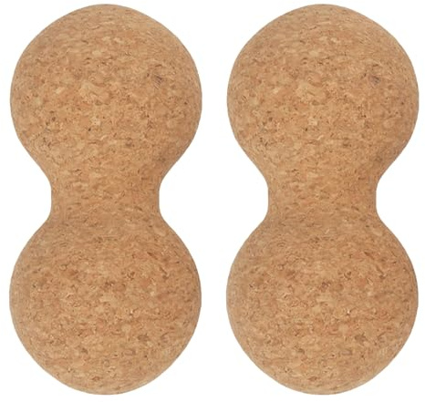 Healvian Balles de Massage Design Ergonomique Portable Forme Cacahuète en Liège Lot de 2 pour Récupération Musculaire et Séances de Thérapie pour Pieds et Jambes