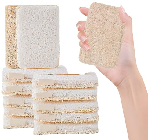 12 PCS Loofah Sponges, Eco Washing Up Sponge,Multipurpose Cleaning Scrubber,Natural,Reusable,Plastic-Free,Eco-Friendly,Suitable for Kitchen and Home
