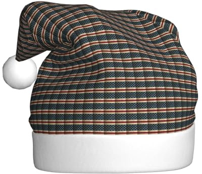 GUOLGP Gorro de Navidad con estampado de bandera estadounidense, gorro de Papá Noel, celebraciones, unisex, accesorio de disfraz de fiesta de Navidad