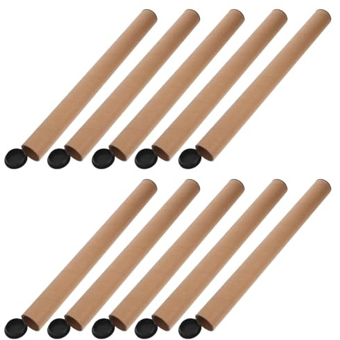 Gogogmee 10 Stück Packung Versandhülsen aus Kraftpapier 40cm mit Kunststoff Endkappen Runde Pappröhren für Poster Kunstwerke und Dokumente Stoßschützende Aufbewahrungsröhre für Büro