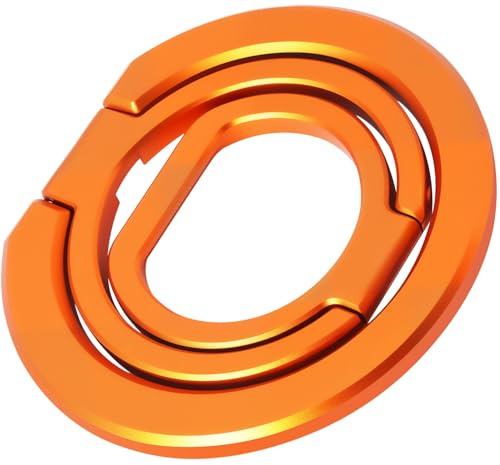Foenor Phone Grip for MagSafe,360°Rotation Magnetic Phone Ring Holder Ultra-Thin & Lightweight Grips for Back of iPhone 17/16/15/14/13/12 Series (Orange)