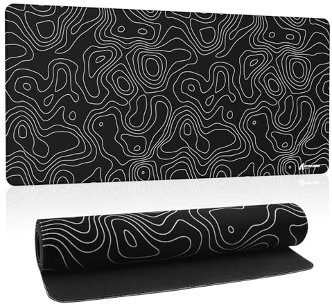 ATTACK SHARK CM02PRO eSports Gaming Mouse Pad Large Mouse Mat-Black Contour | Water Resistant Coating Desk Pad, Fine Sand-Like Texture Surface, Anti-slip Bottom, Micro-Knit Stitched Edges, 900x395x4mm