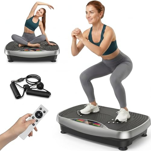 Piastra vibrante sportiva per casa, fitness con portata di 150 kg, 99 livelli, design compatto con motore silenzioso, fasce da allenamento, tavola vibrante per donne e uomini
