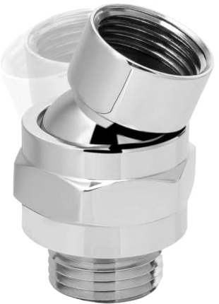 Shower Head Adapter, 360°Universal Rotating Ball Joint Connector, G1/2 Thread Extension Component Adjustable Angle Swivel Fitting for Fixed Handheld Rain Shower Heads (Silver)