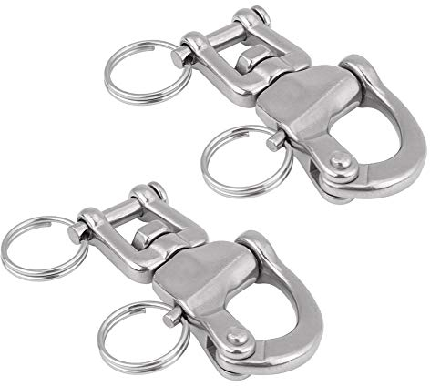 Small Snap Shackle, 316 Stainless Steel Quick Release Snap Shackle Swivel Eye Snap Shackle for Sailboat Spinnaker Halyard (70mm 2pcs)
