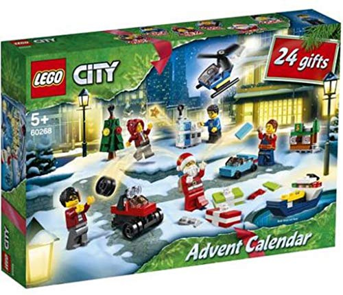 LEGO 60268 City Le Calendrier de l'Avent 2020 mini jeu de Construction de Noël avec des Véhicules Mirco, Traîneau et la Planche du Père Noël