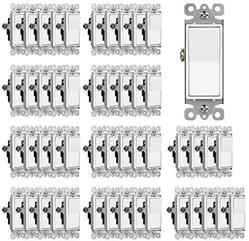 (50 Pack) CML Decorator Wall Light Switch, Single Pole Switch, 15A 120/277V, 3-Year Warranty, White
