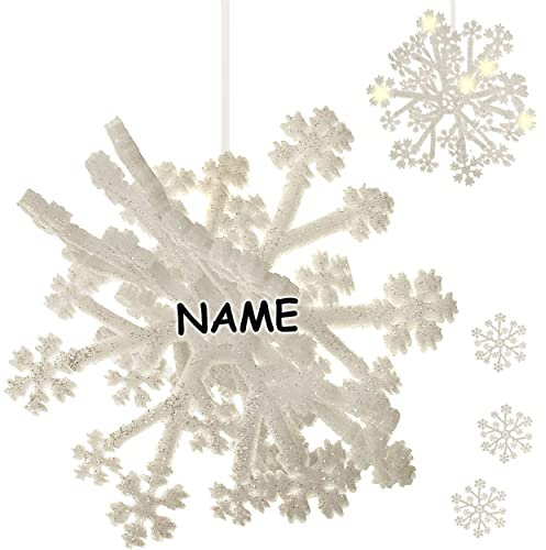 alles-meine.de GmbH große 3D Effekt - XL - Schneeflocke - Ø 30 cm - mit Glitzer & Glimmer - inkl. Name - zum Aufhängen - Styropor - Deko Set - Winter Weihnachtsbaum hängend Weihn..