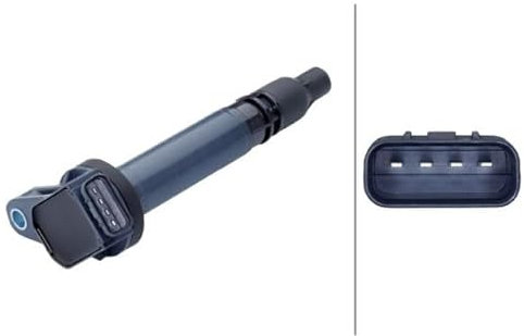 HELLA 5DA 358 168-221 Ignition Coil - 14V - 4-pin connector - Bolted