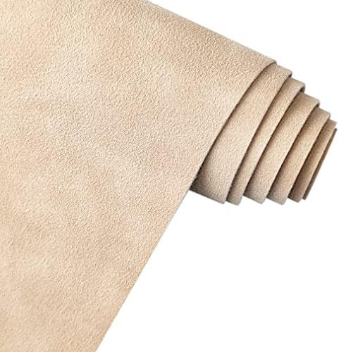 Tela de gamuza sintética suave rosa beige 30x135cm cuero sintético esmerilado cuero sintético para mochilas, bolsos de costura manualidades