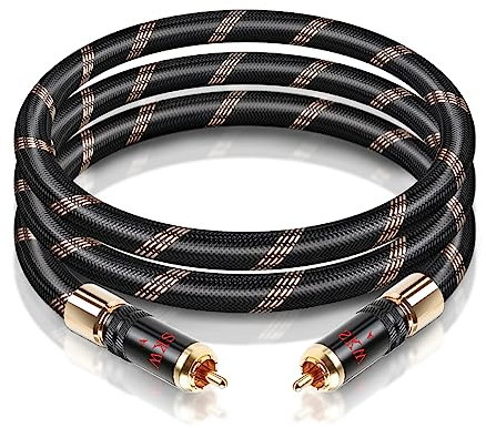 SKW Cavo coassiale digitale RCA, cavo per subwoofer S/PDIF RCA con design autobloccante, per suono surround stereo 5.1, amplificatore, sistema stereo, sistema Hi-Fi, OD: 8 mm - 2m