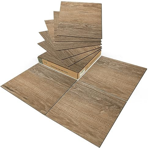 Art3d PVC-Bodenbelag Selbstklebende Bodenfliese Fliesen 30 x 30 cm DIY Vinyl-Dielen Vinylboden Wasserdichter Dielenboden Holzoptik Küche Esszimmer Schlafzimmer 30 Stück Hellbraun 2,7 m²