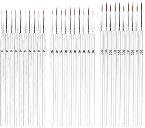45pcs Tiny Detail Paint Brushes, Miniature Painting Kit Mini Brushes with 3 Sizes #0#00#000 Small Fine Liner Brushes for Painting Crafts Watercolor Acrylics Oil Face Art Miniature Painting(White)