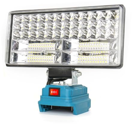 Mucek Akku Lampe für Makita 18V, 100W 8000LM Led Arbeitsleuchte Akku Kabellose, 8 Zoll Akku Baustrahler mit 2 USB-Aufladung 2 Helligkeitseinstellungen, Tragbares Flutlichter LED Strahler(Kein Akku)