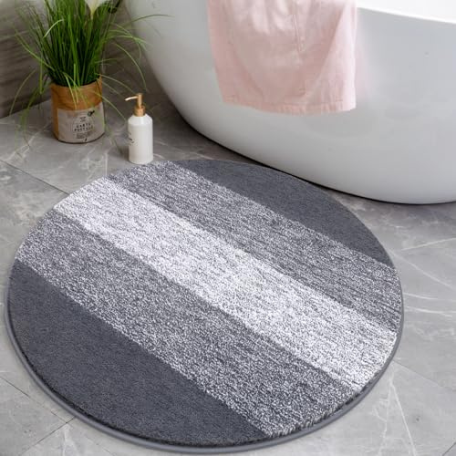 Enyhom Tappeti Bagno Rotondo 90 cm, Extra Morbido Tappeto Bagno Antiscivolo Assorbente Lavabile in Lavatrice, Moderni Tappetino Bagno in Microfibra Tappeto per Bagno, Soggiorno, Ingresso Doccia