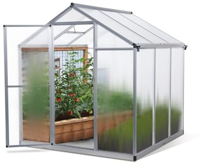 Euboer Gewächshaus Aluminium mit 182 x 178cm Fundament 4mm Platten gartengewächshäuser groß Treibhaus Winterfest Frühbeet Aufzucht 5,15m³