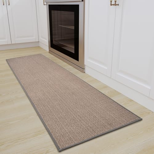 SIXHOME Non-Slip Kitchen Runner Mats - Washable, Absorbent & Stain-Resistant Floor Mats, 50 x 180cm, Grey