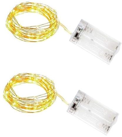 SHUBEIEUMI 2 Pezzi Catena di Luci a LED, Luce Bianca Calda, 1m, 10 LED, per Feste, Matrimoni, Decorazione Natalizia