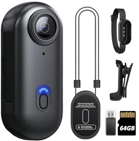 SHPTDJTIC H88 1080P Body Cameras with Audio & Video Recording - Waterproof Body Camera Action camera, Magnetic & 360° Clip, 150-Min Battery for Cycling, Pet Walking (1080P-64G)