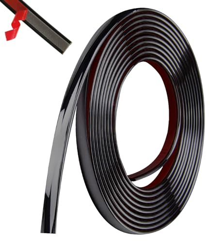 5m x 10mm Wall Edging Strip, Self Adhesive Peel and Stick Trim, Black