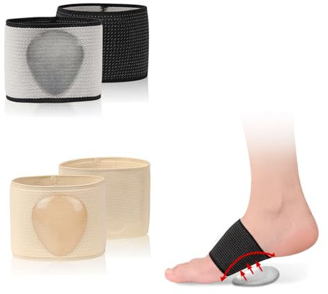 2 paia di fasce per piede metatarso, fascia flessibile per piede medio con morbidi cuscinetti in TPE, estensibile, confortevole, traspirante, per piede di espansione, per uomini e donne (lunghezza