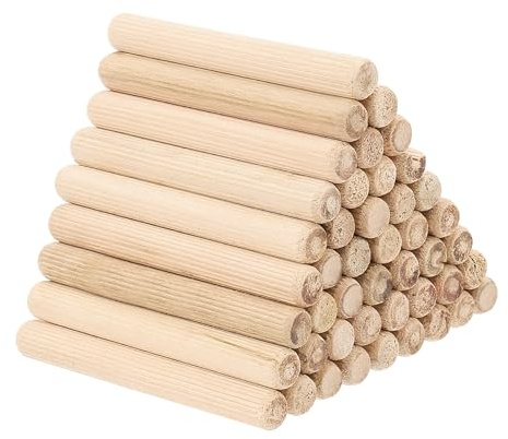 PATIKIL 100 stycken 12 x 100 mm set med träpluggar, räfflade träpluggar, trästift, pluggset, räfflade träpennor, pluggar, trä med spår för snickerimöbler, dörr, konsthantverk, projekt