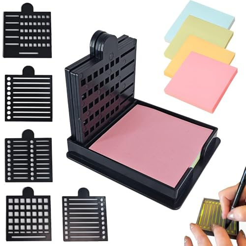 2025 Neue Sticky Note Schablone, Sticky Note Halter mit 5 Vorlagen Schwarz