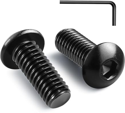 Wavanta M6 x 16 mm Button Head Socket Cap Bolts Screws, 304 Stainless Steel, Black Oxide Finish, Allen Socket Drive, Full Threads, with Hex Spanner, Pack of 20