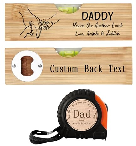 Décapsuleur à bulle personnalisé - Mètre ruban perosnalisé de 1 à 10 ans - Instrument de nivellement à la main de papa avec décapsuleur de bière - Daddy You're On Aonther Level pour papa, grand-père