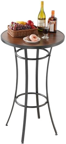 VEVOR Mesa Redonda de Bar para Exteriores, Mesa de Bistró de 600 x 600 x 1000 mm, Mesas de Patio con Estructura Metálica Resistente, Mueble de Mostrador para Comedor, Balcón, Jardín y Piscina