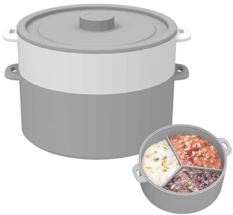 Vaporera para microondas - Hornillo multifuncional de doble capa de silicona, olla a vapor resistente para pasta de arroz con verduras | Preparación rápida y saludable de comidas para de ca