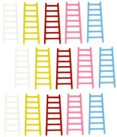 JUMPLAWN 50Pcs Mixed Color Miniature Ladders DIY Craft Accessory Plastic Mini House Ladders for Cake Decoration and Sand Table Landscape Model