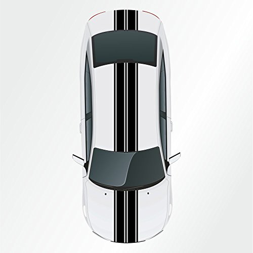 hauptsachebeklebt - Autoaufkleber Rallye Streifen - 47 x 400 cm - schwarz matt - selbstklebend - Viperstreifen für Auto, Motorhaube, Karosserie - Tuning Aufkleber Racing Deko